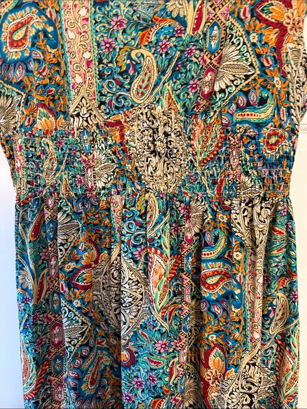 Cupshe Bohemian Paisley Maxi Dress in Teal and Multicolor
